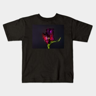 Black parrot tulip Kids T-Shirt